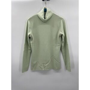 VTG Loft M Knit Turtleneck Sage Mint Sweater Wool Cashmere Parisian Quiet Luxury